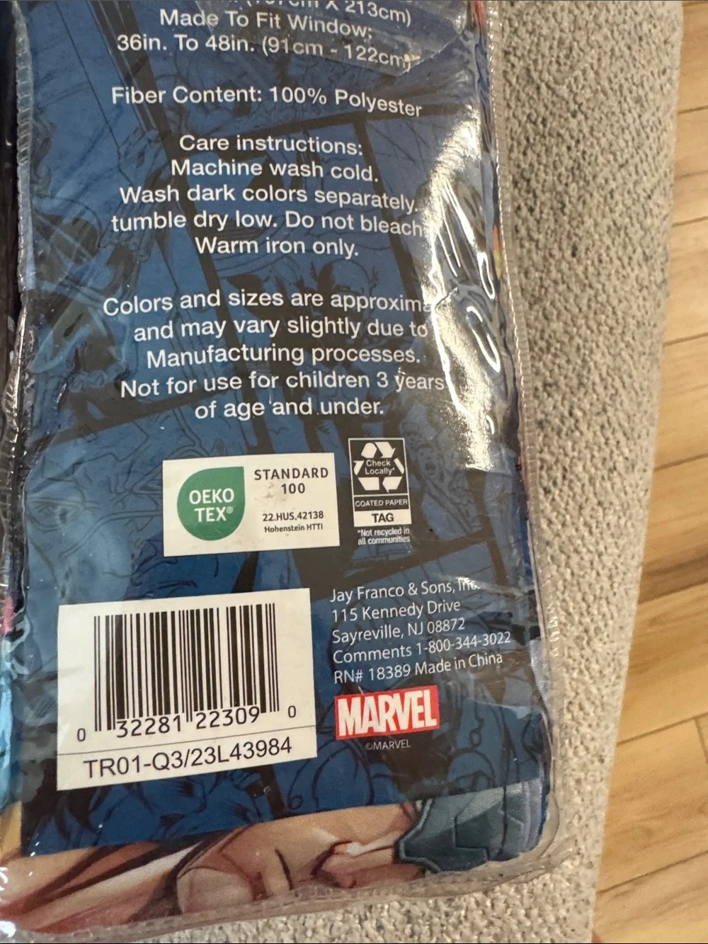 Marvel Window Panels and Tie-Backs in Blue and Red - Superhero Curtain Set